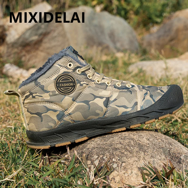 New Winter Warm Men's Snow Boots High Quality Camouflage Men's Ankle Boots Winter Plush Warm Men's Boots Casual Outdoor Sneakers