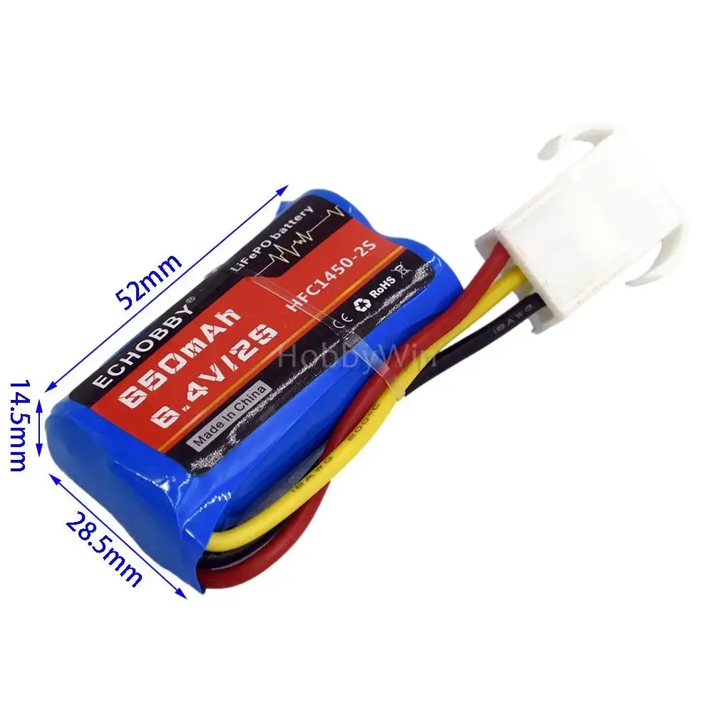 6.4V 2S 650mAh HFC14500 veFe Batterie EL4.5-3P Rev 600 prise pour RC Camion Racing Voiture Vitesse Bateau