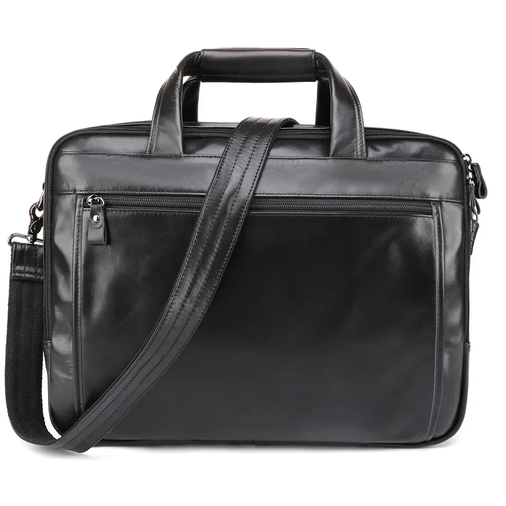 Maletín grande de cuero genuino para hombre, bolso de oficina A4, bandolera de viaje informal de negocios para hombre, bolsos de hombro para ordenador portátil de 15,6"