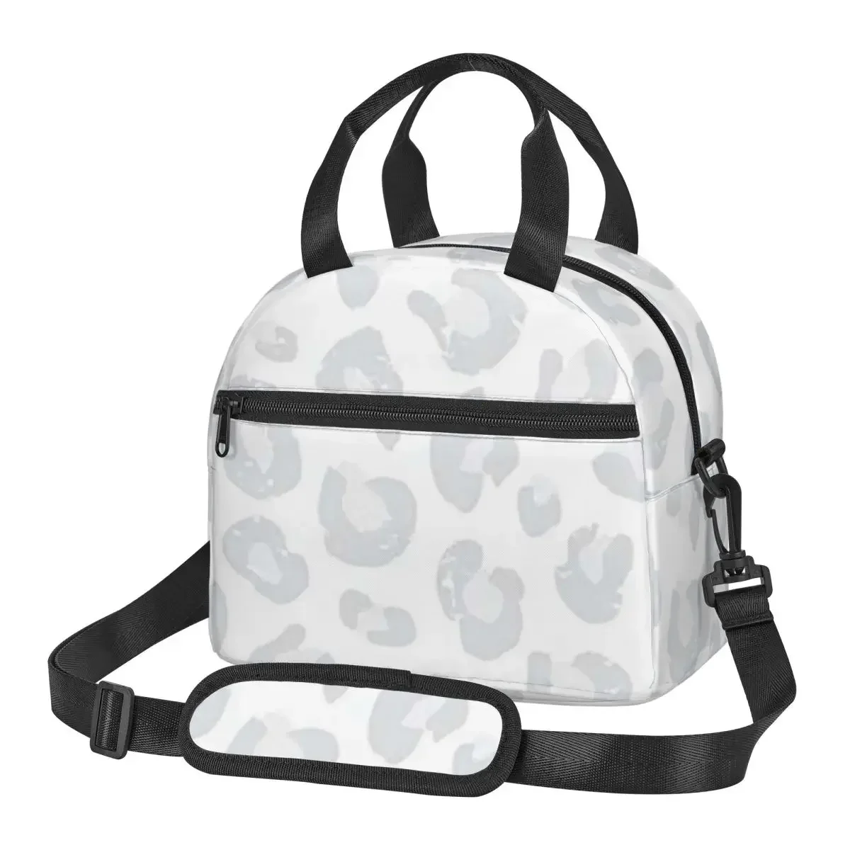 

Leopard Print - Silver Gray And White Lunch Bags Insulated Bento Box Resuable Lunch Tote Picnic Bags Cooler Bag for Woman Girl