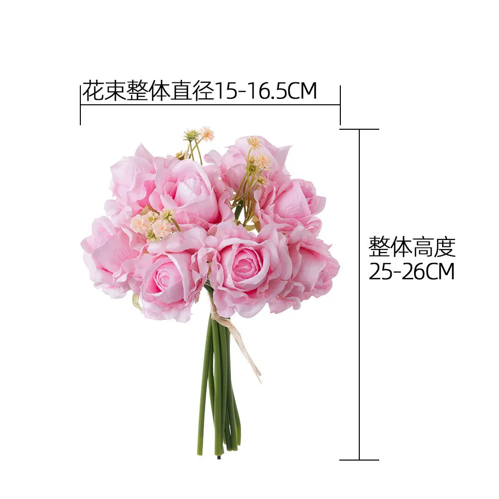 2 Bündel Künstliche Rosensträuße mit 8 Blüten aus Seidenblumen für Heimdekoration, Party, Kunstrosen-Brautstrauß, Hochzeitsdekoration – Detail 2