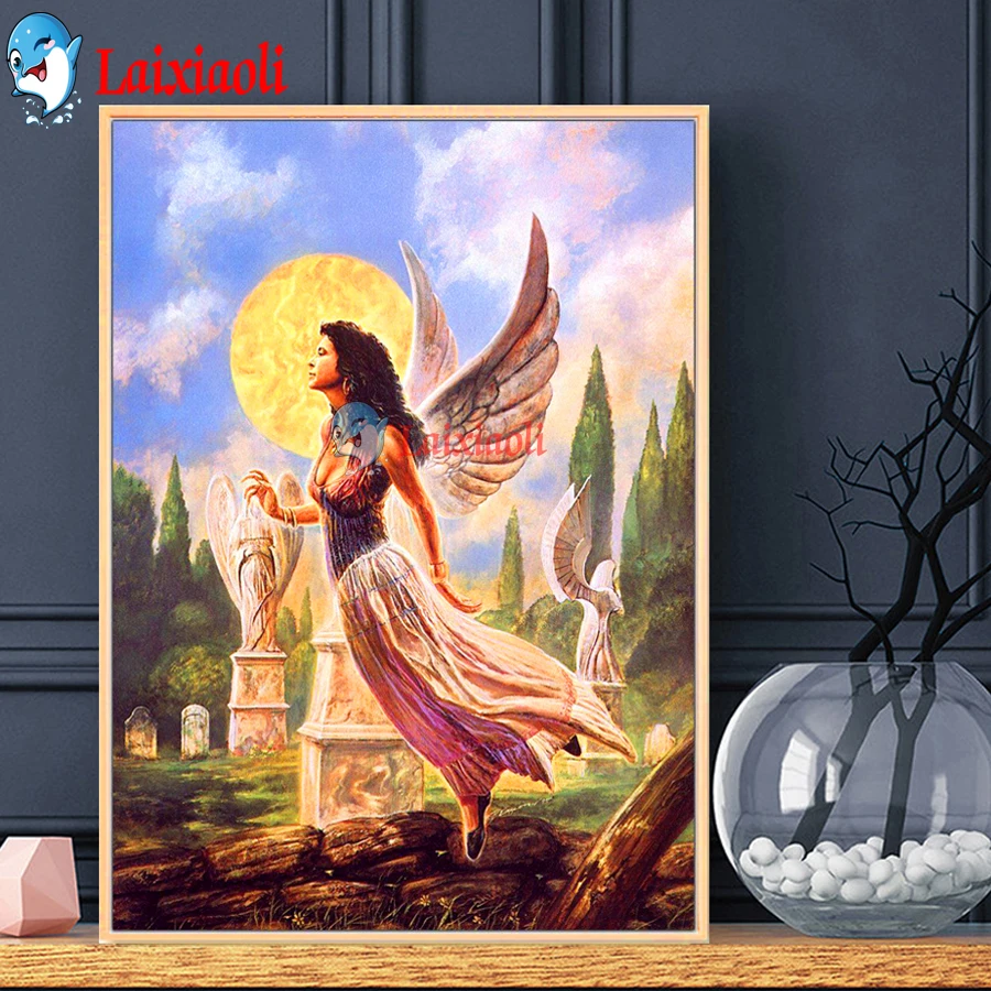 5d Diy Diamond Painting fly angel Full Square Round Drill Mosaic Cross Stitch Diamond Embroidery sun landscape sale Wall Sticker