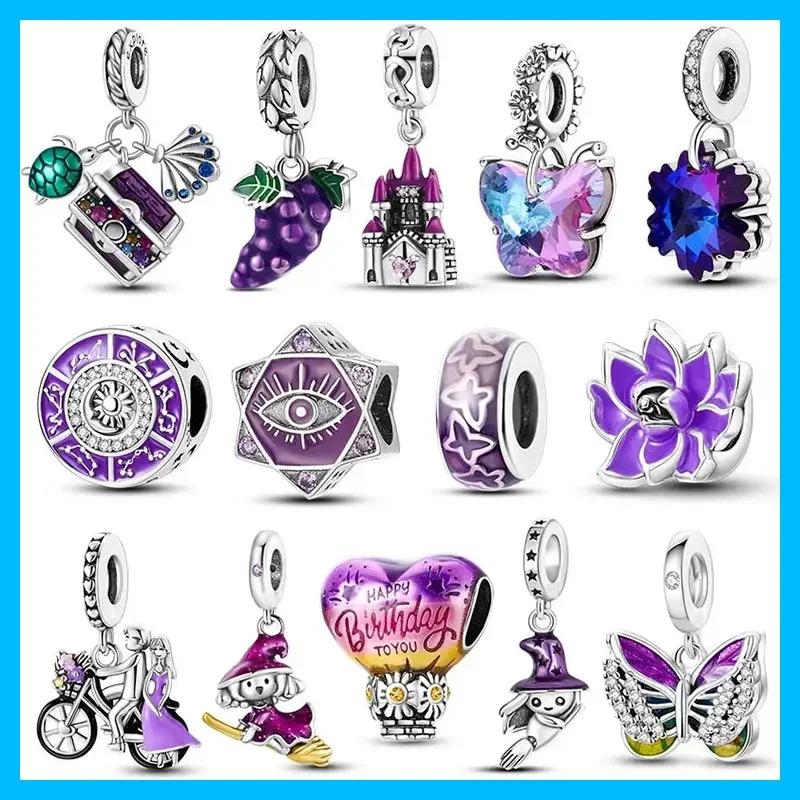 Turtle Evil Eye Birthday Heart CZ Original Charms Silver Plated Beads Fit Bracelets Bag Keychain Charms DIY Women Gift Accessory