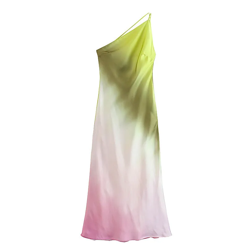 

2025 Summer New Shoulder Collar Sleeveless Slimming Spaghetti Straps Dress Women