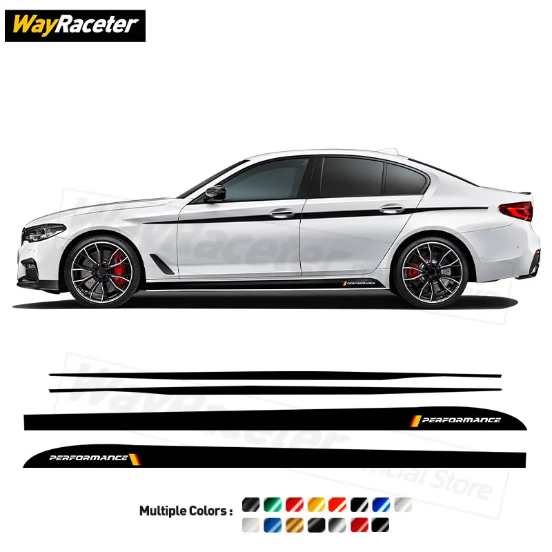 

M Performance Car Door Side Stripes Skirt Sticker Upper Stripes Waist Line Body Kit Decal For BMW G30 G31 5 Series Accessories