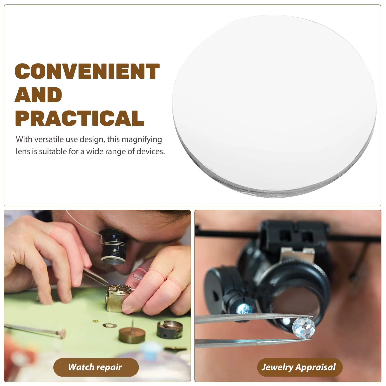 

20 Pcs Convex Lens Clear Magnifier Handheld Single Sided Jeweller Acrylic Glass