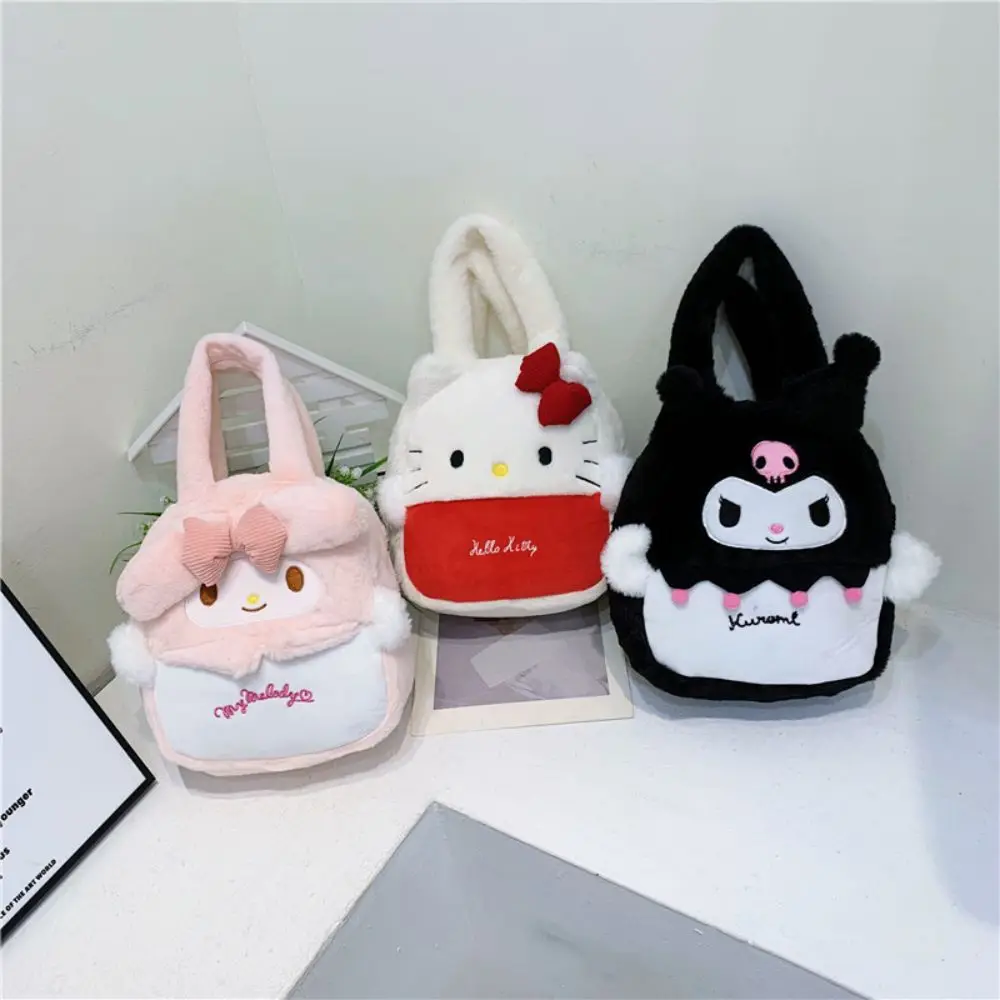 Sanrio Kuromi Plush Bag Cute Hello Kitty Melody Handbags For Women Y2k Tote Bag New Japan Lolita Bag Fashion Casual Bag