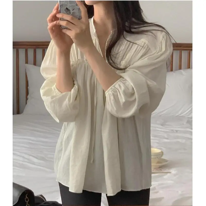 Korea Chic Tops Blusas Bow Tie Office Lady Elegant Transparent Button Basic Shirts Black Fashion Women Blouse