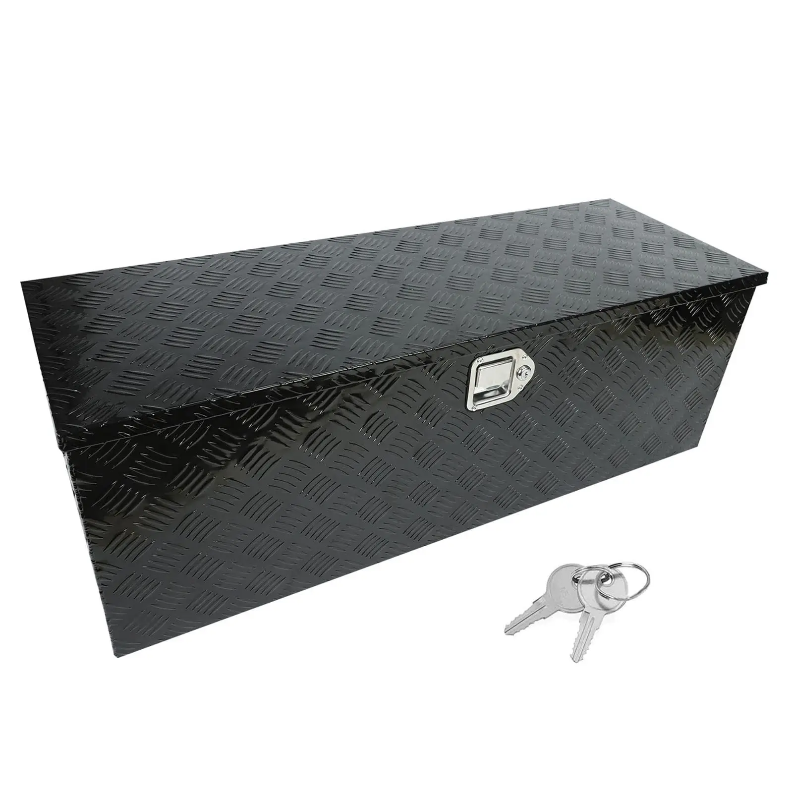 Stripes Plated Truck Tool Box Pick Up Truck Bed RV Trailer Toolbox Storage Organizer with Side Handles, Lock and Keys