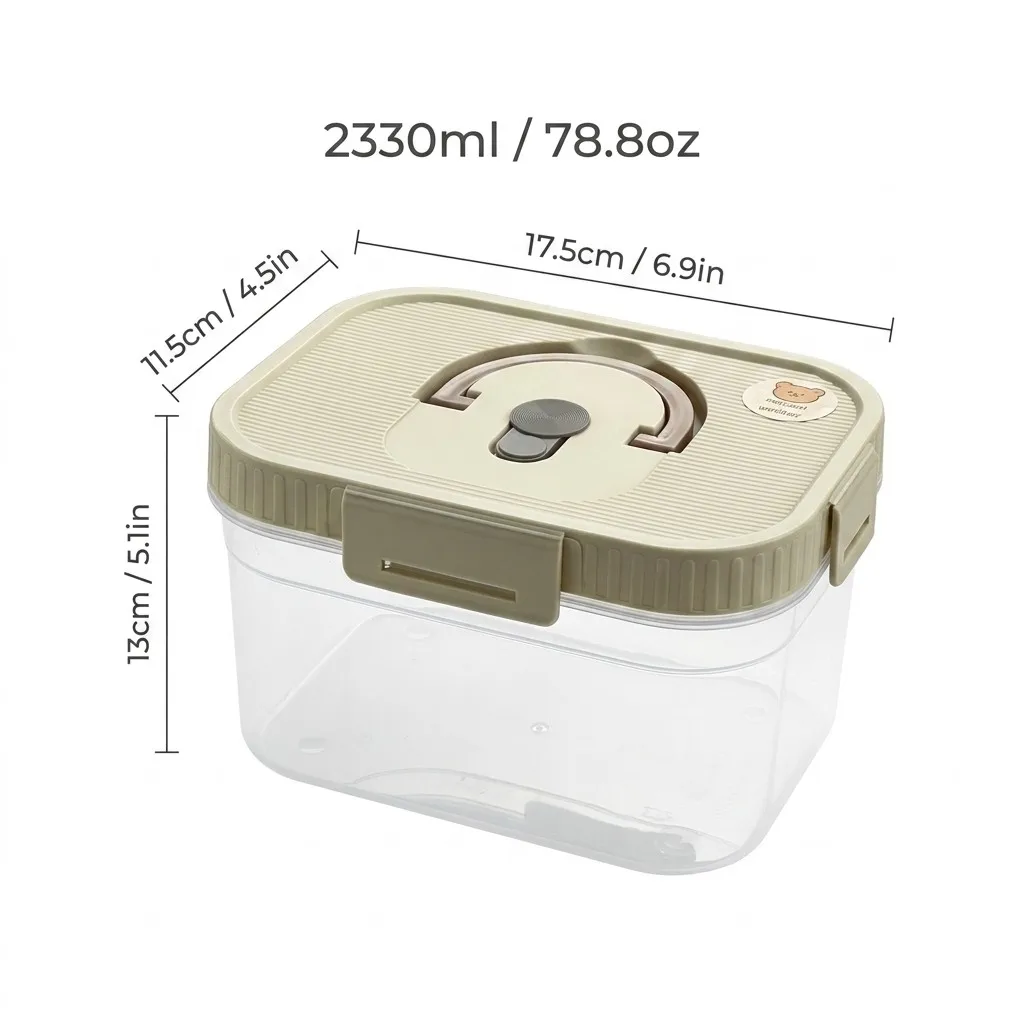 Stapelbare voedselopslagcontainer met handvat, verzegeld, lekvrij, transparant plastic, vershoudbox, koelkastbewaardoos
