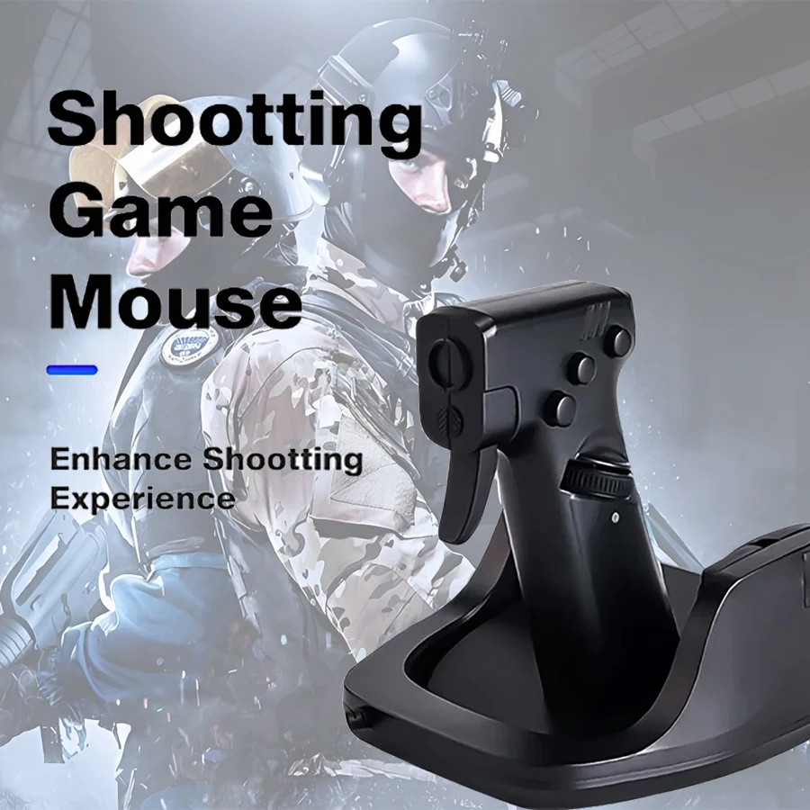 

FPS Shootting Game Wired Mouse Gun Shape Ergonomic Vertical Pistol Handle Grip E-Sports Shoot Mice for CSGO&PUBG Player Gift