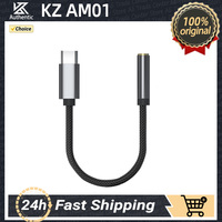 KZ Original AM01 Type-C to 3.5mm Audio Adapter 32bit/384kHz Hi-Fi DAC+IC Amplifier Dual Chip Earphone Audio Cable for KZ EDX PRO