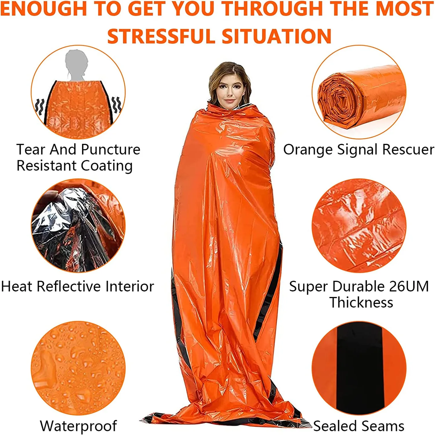 Outdoor emergency 3-piece set including tent, raincoat, sleeping bag, outdoor emergency first aid, travel, outdoor insulation