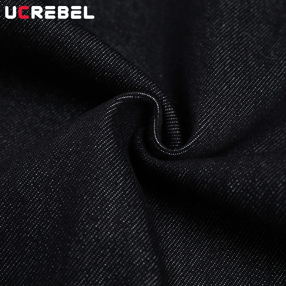 Rhinestone Dark Jeans Mens Spliced Retro High Street Pocket Straight Baggy Wide Leg Denim Pants Man