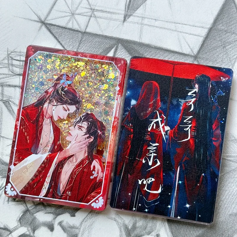 Anime Tian Guan Ci Fu Cosplay Hua Cheng Xie Lian Wedding Cartoon Acrylic Flowing Quicksand Mahjong Ornament Student Props Gifts