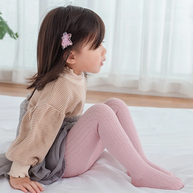 0-8Y Autumn Winter Toddler Baby Girls Tights Pants Solid Knitted Warm Kids Pantyhose Dance Clothes