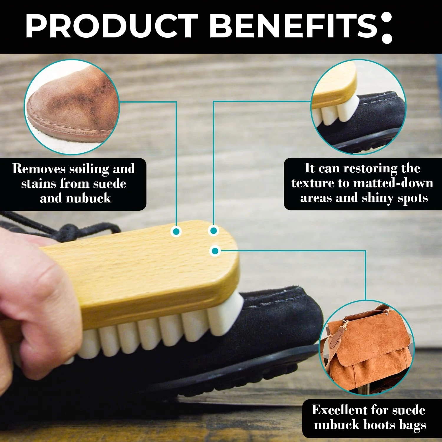 

Suede Brush- Crepe Suede Shoe Brush for Cleaning Suede & Nubuck on Boots, Shoes, & Jackets- Fiamme Luxury Leather Care