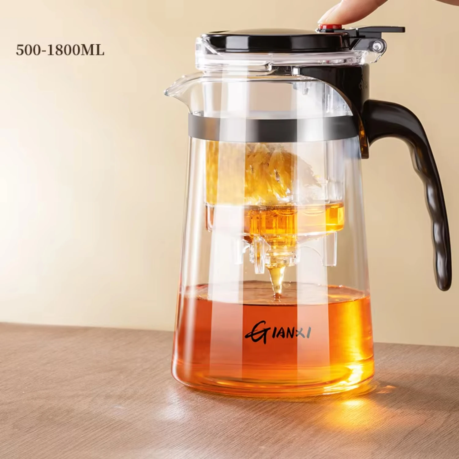 Teapot With Infuser Thickened Glass Heated Resistant Tea Pot One-button Filtering Tea Separation Kettle Tea Coffee Maker Matcha