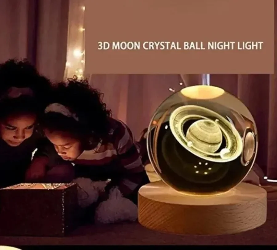 3D Crystal Ball Saturn Crystal Ball Lamp USB Night Light Home Desktop Decoration