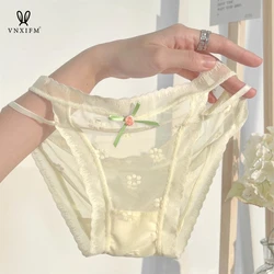 French pure desire wind high slit lace panties women's low waist rose mesh breathable briefs transparent jacquard underwear