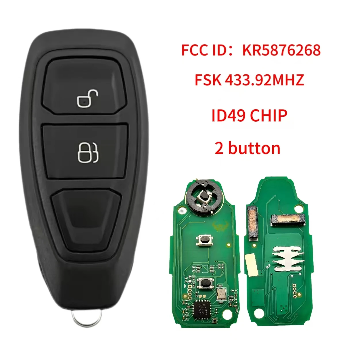 Jingxin KR 5876268 Smart Remote Auto Schlüssel Für Ford Kuga Fiesta Focus Grand C-Max 2011 + 433Mhz ID49 Keyless Go F1ET 15K601 AE/AF schlüssel