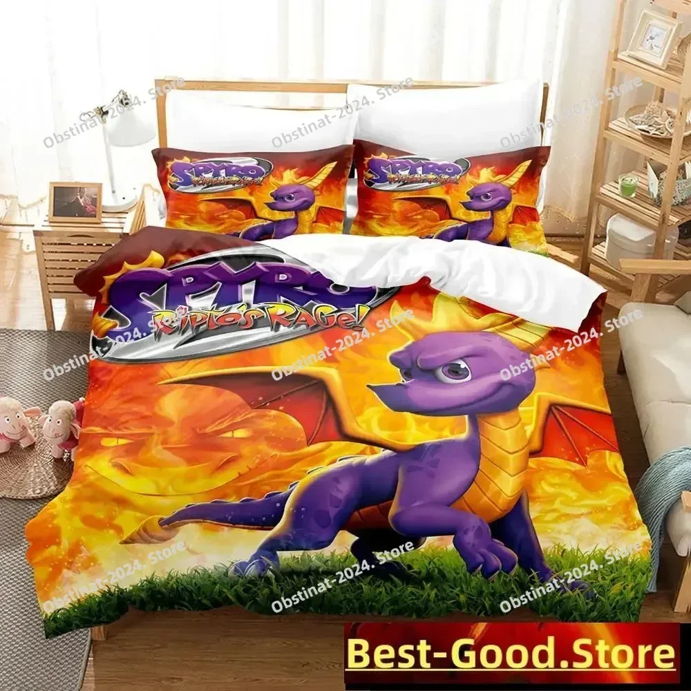 Game Spyro Dragon Reignited Trilogy Bedding Set Print With Pillowcase Bed Duvet Cover Soft Single Double Queen Super King Size
