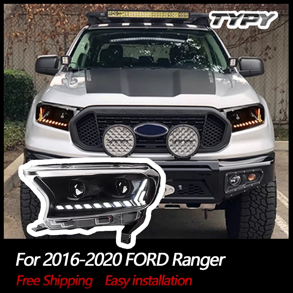 

TYPY New LED Headlight Upgrade Modified Full Head Lamp Turn Signals Daytime Running Lights For 2016-2020 Ford Ranger