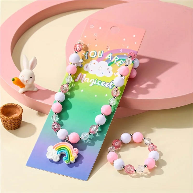 

Ожерелье принцессы для девочек, браслет, красочный единорог, Радужный кулон, детские украшения, подарок, вечерние сувениры, украшения для маленькой девочки