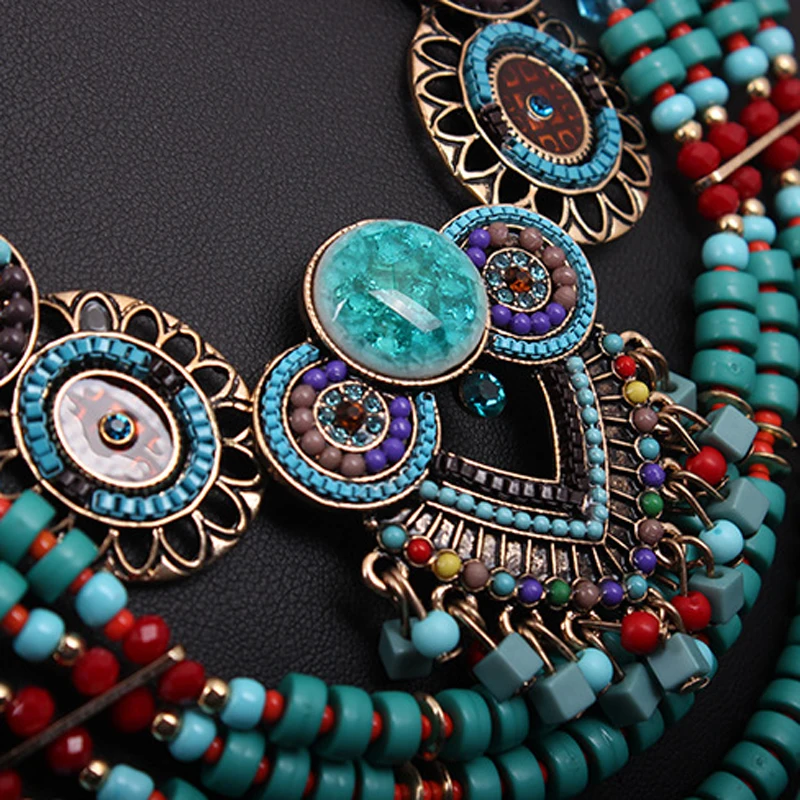 Handmade Small Beads Necklace Women Fashion Multi Layer Vintage Necklaces Bohemian Jewelry Vintage Ethnic Chain Necklace Fashion