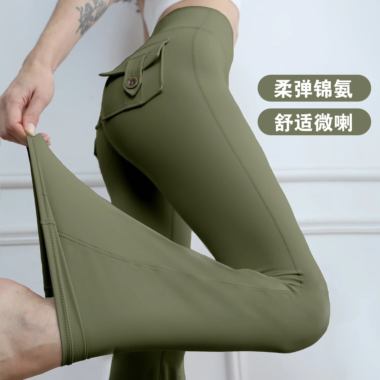 Fitness Yoga Pants Sports Stretch Leggings Back Pockets Women High Waist Push Up Leggings Workout Running Gym Clothing