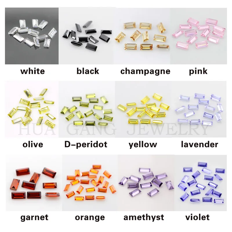 5A Cubic Zirconia Rectangle Shape Step Cut White Pink Golden Garnet Amethyst Lemon Olive CZ Stone Synthetic Gems For Jewelry