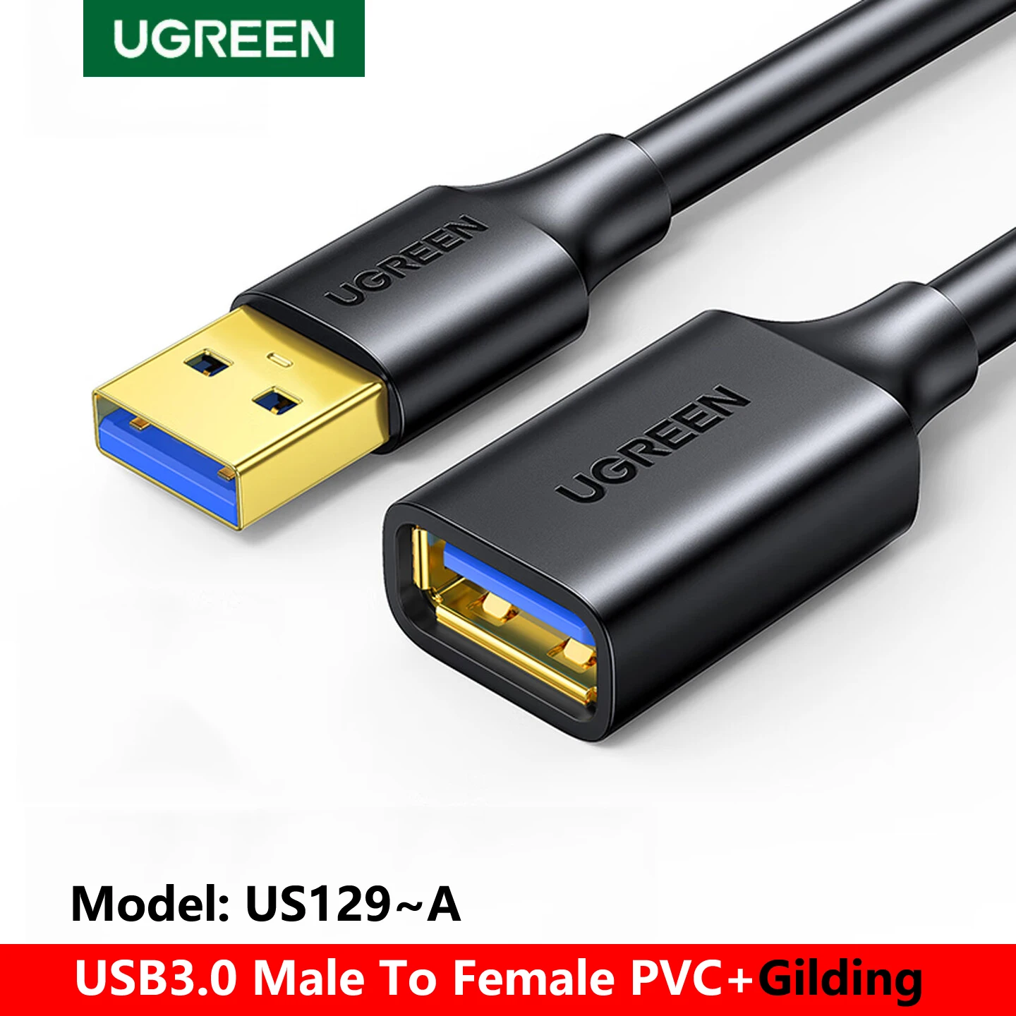 UGREEN USB A 3.0 verlengkabel, mannelijk naar vrouwelijk, datakabel voor computer, harde schijf, camera, tv, muis, toetsenbord, auto, laptop, notebook.