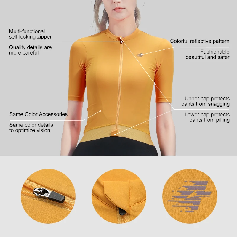 LAMEDA Summer Women's Cycling Short Sleeve Breathable Bicycle Top Sweatshirt UV-proof High-resilience Road Mountain Bike Clothes