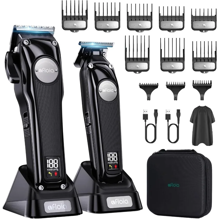 

Cordless Professional Hair Clippers Trimmer for Men with High Torque Brushless Motor DLC Coated Detachable Blade and Charging S