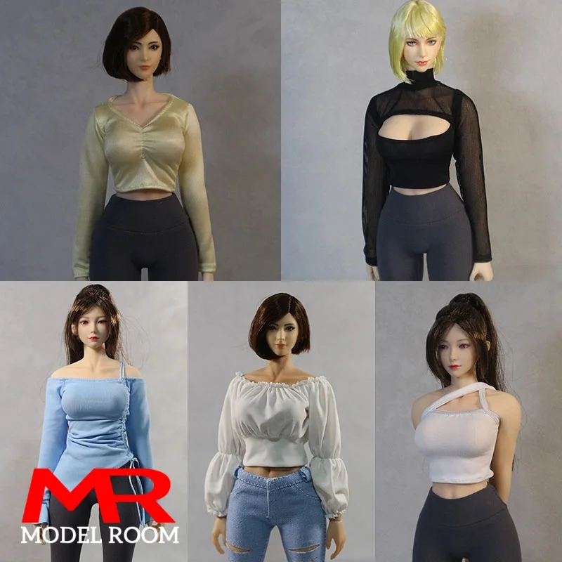 

DMTOYS DF073 DF081 DF080 1/6 Scale Female Fashion T-shirt Vest Top Clothes Model Fit 12'' VCD01 Soldier Action Figure Body Dolls