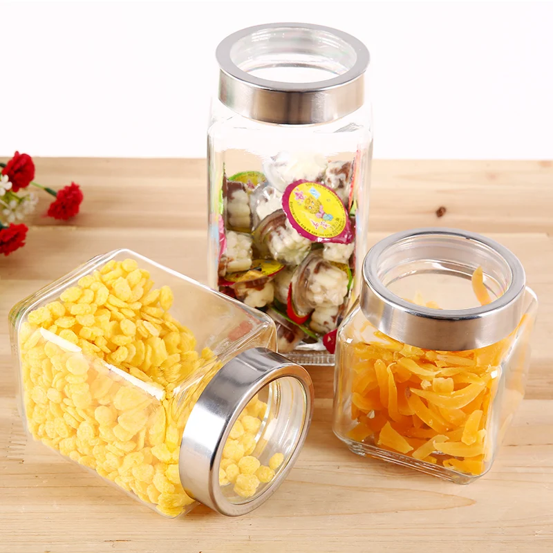 Creative Sealed Glass Grain Jar Candy Food Storage Box Transparent Sealed Coffee Tea Jar Kitchen Utensils Food Container Decor