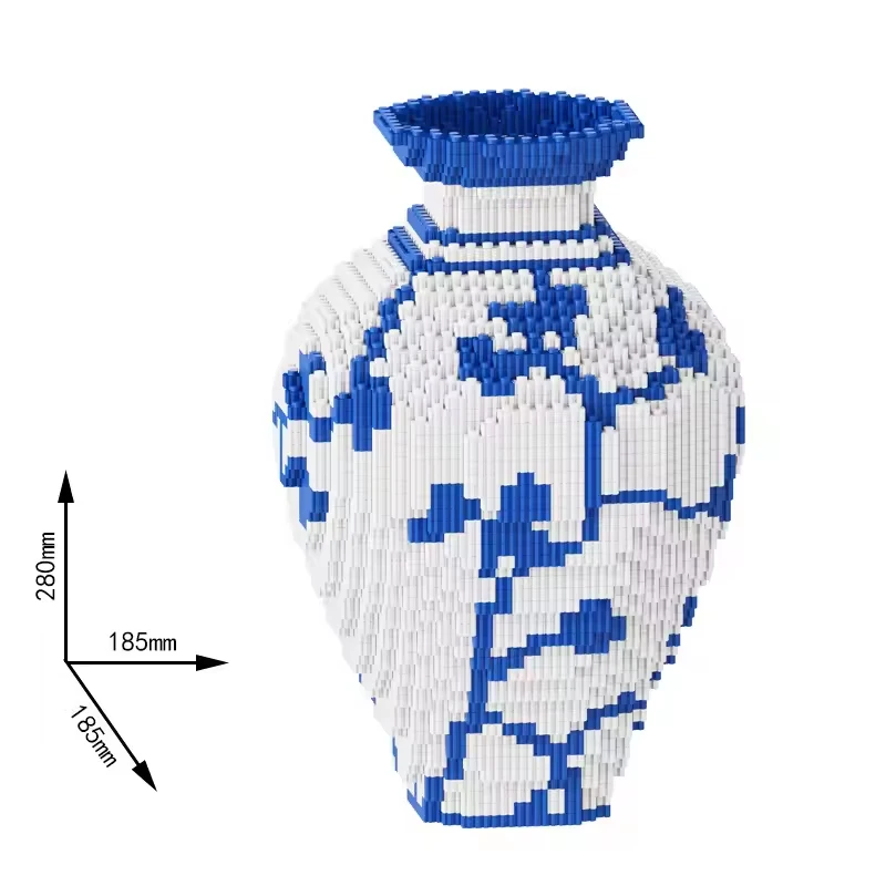28cm Chinese Style Blue and White Porcelain Vase Creative DIY Puzzle Building Block Desktop Ornaments For Christmas Gift view 6
