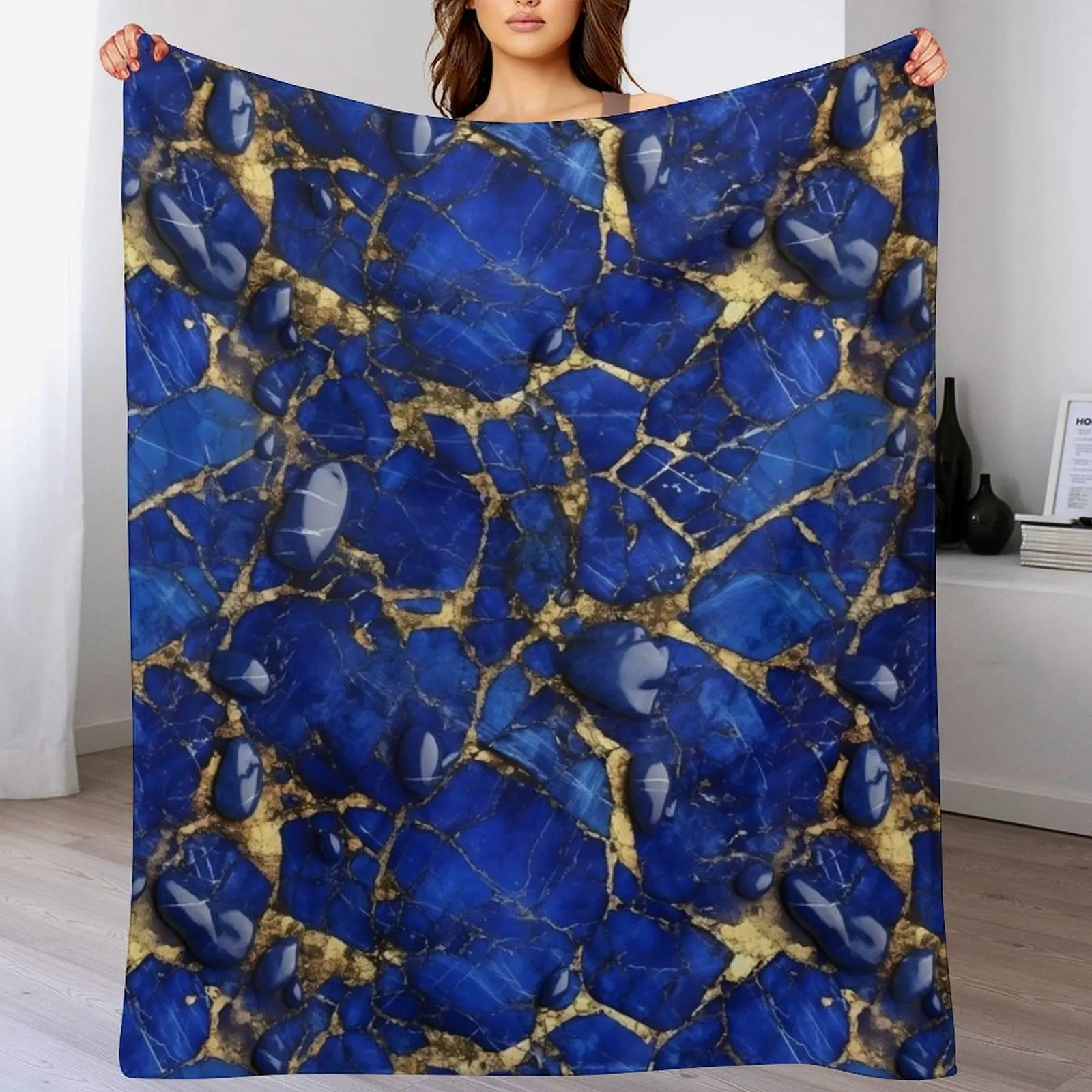 

Golden Lapis Lazuli Throw Blanket valentine gift ideas Luxury Thicken Blankets