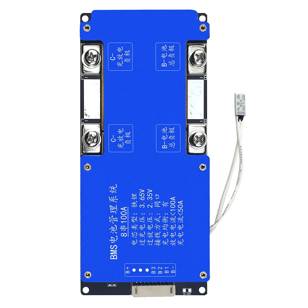 BMS 8S 24V 100A Lifepo4 Battery Charging Protection Board Battery Cell Balancer Equalizer Temperature Control for E-bike