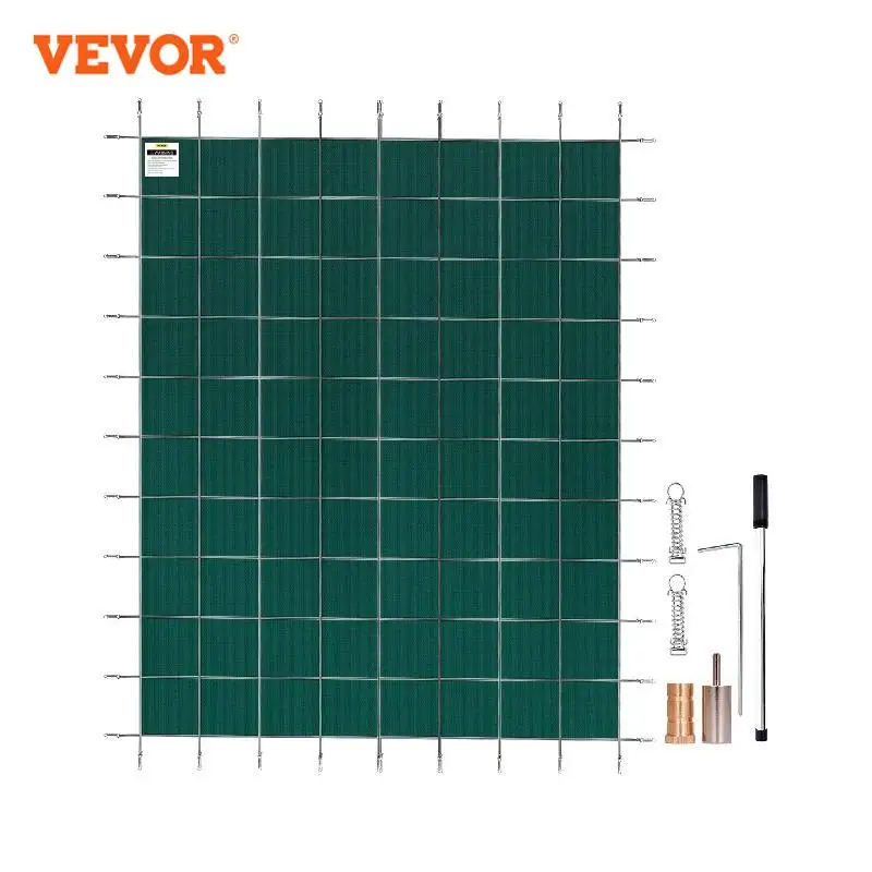 VEVOR 12x24/14x28/18x40 ft Inground Pool Safety Cover Rectangle Winter Pool Cover Triple Stitched High Strength Mesh PP Material