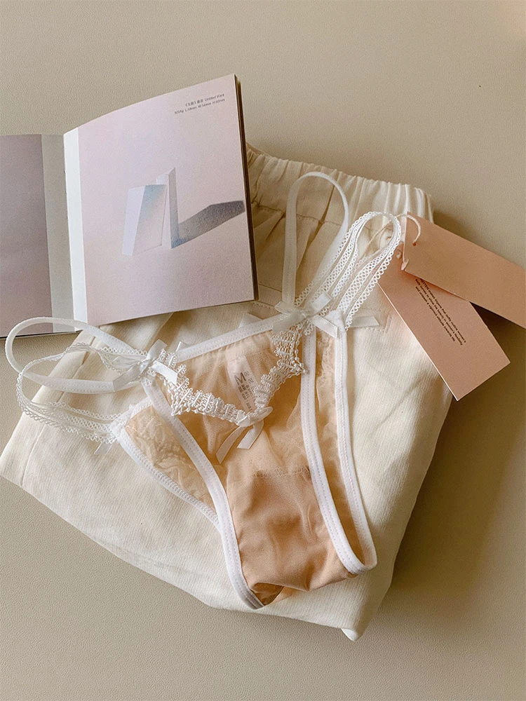 Damen Sexy Spitzen-Tanga, Unterwäsche, modisch, Kreuzgürtel, G-String, transparent, bestickt, Slips, Damen, transparent