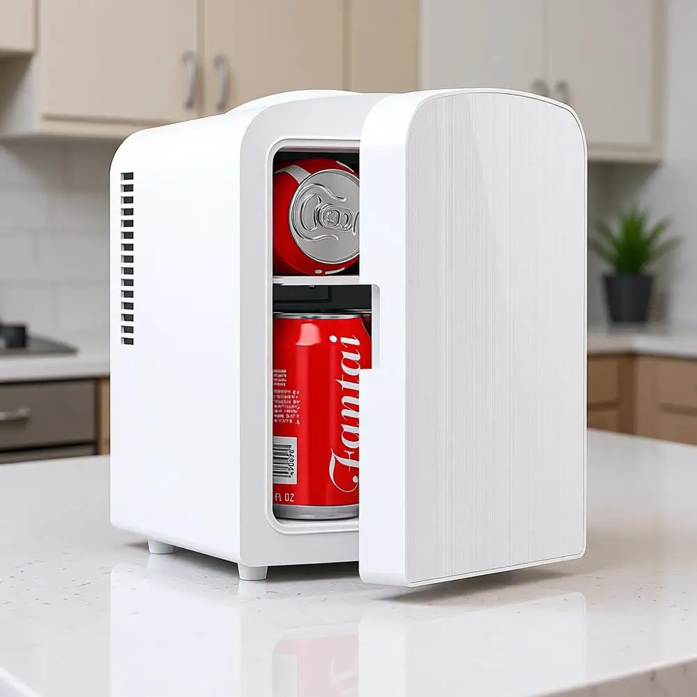 4L 6-Dosen-Minikühlschrank, tragbarer Kompaktkühlschrank, kleiner Kühler für Hautpflege, Lebensmittel und Getränke, ideal für Schlafzimmer, Studentenwohnheim, Auto