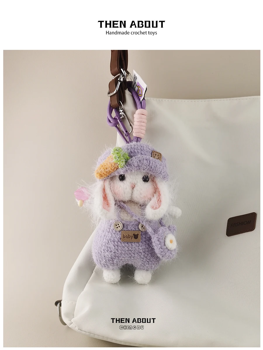 Thenabout Sugar Rabbit Doll Bag Charm Keychain Pendant High-End Gift Fashion Accessory Capri Hat Toy for Handbags