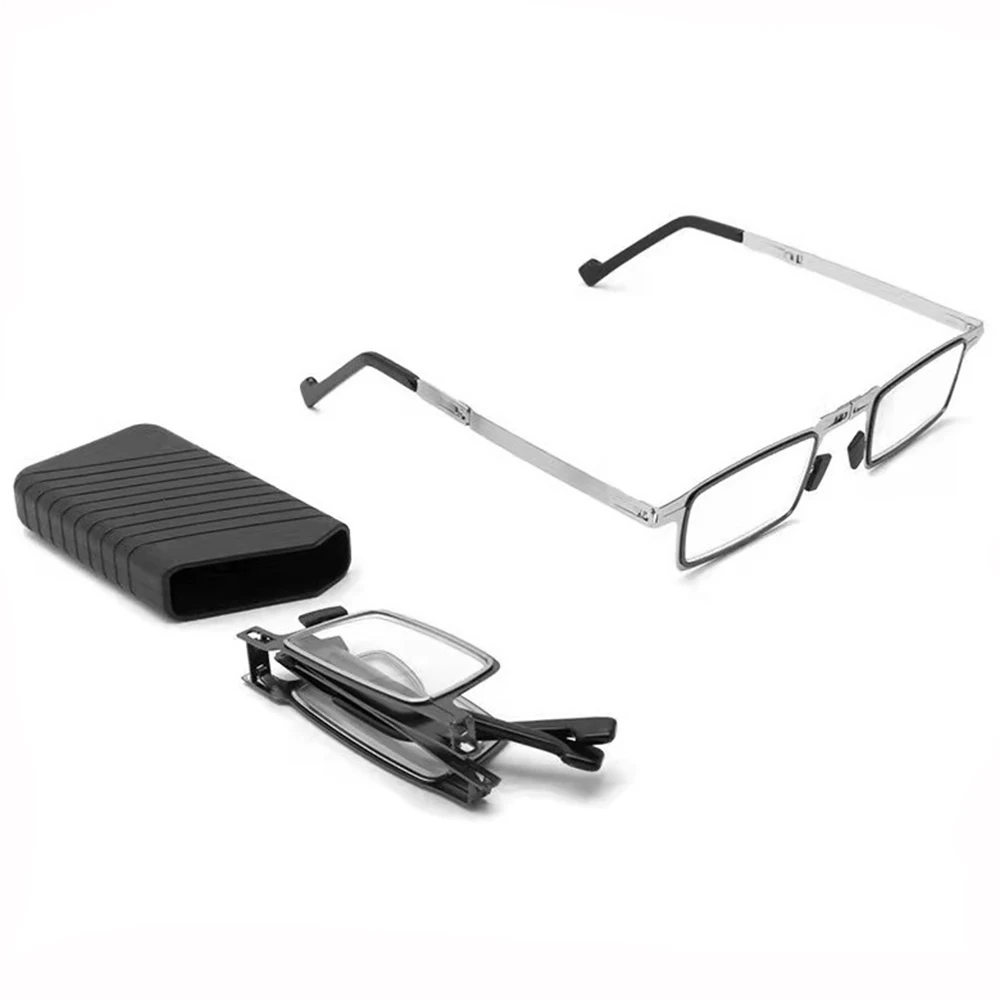 Portable Folding reading glasses for men Metal Round Square Anti Blue Light Eyeglasses men Presbyopia gafas with diopters plus