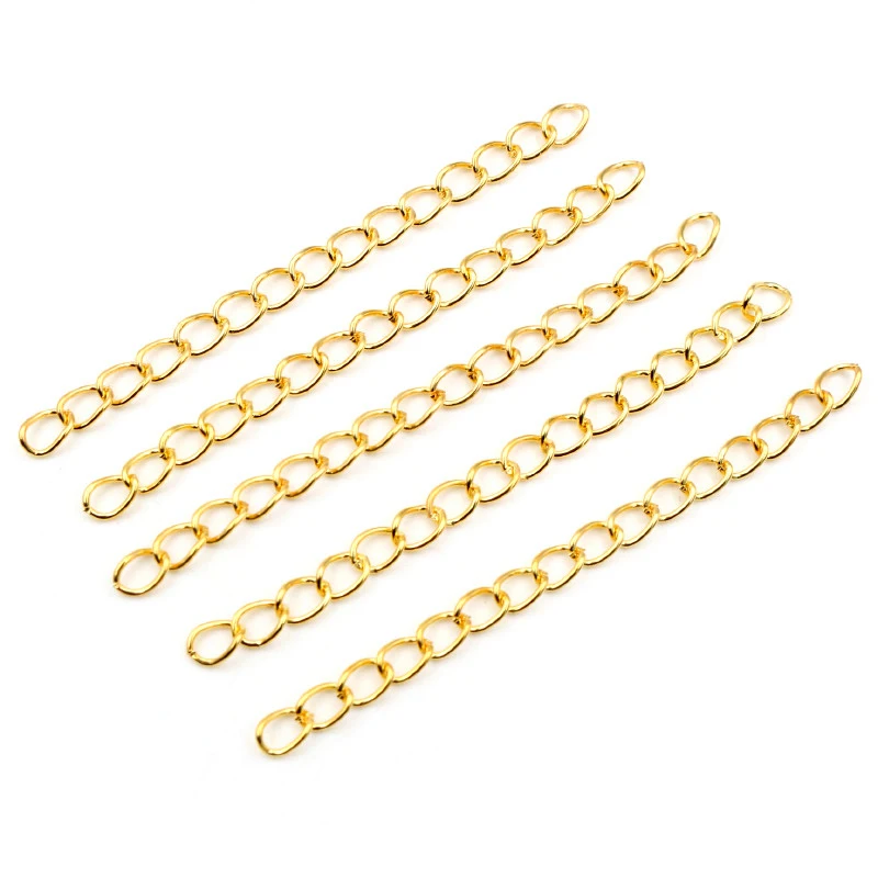 50 unids/lote 50mm 70mm 5x4mm collar Cadena de extensión a granel pulsera extensor de la cola de las cadenas extendidas para hacer joyas DIY