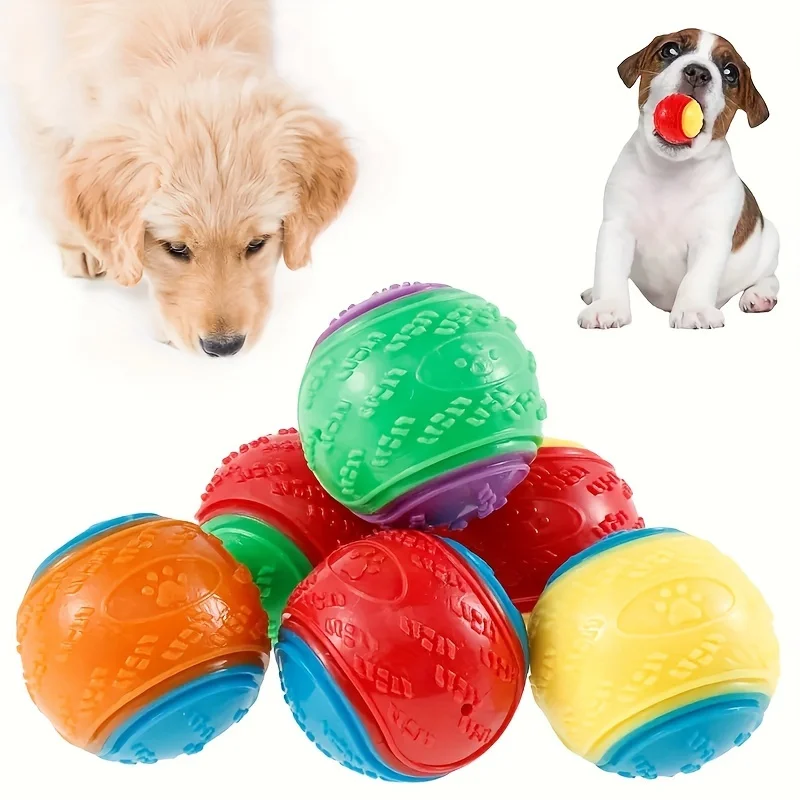 6Pcs Squeaky Balls Toys Dogs Interactive Toys TPR Dog Chew Toy for Dog Pet Teeth Cleaning Bite Resistance Pet Supplies image 3
