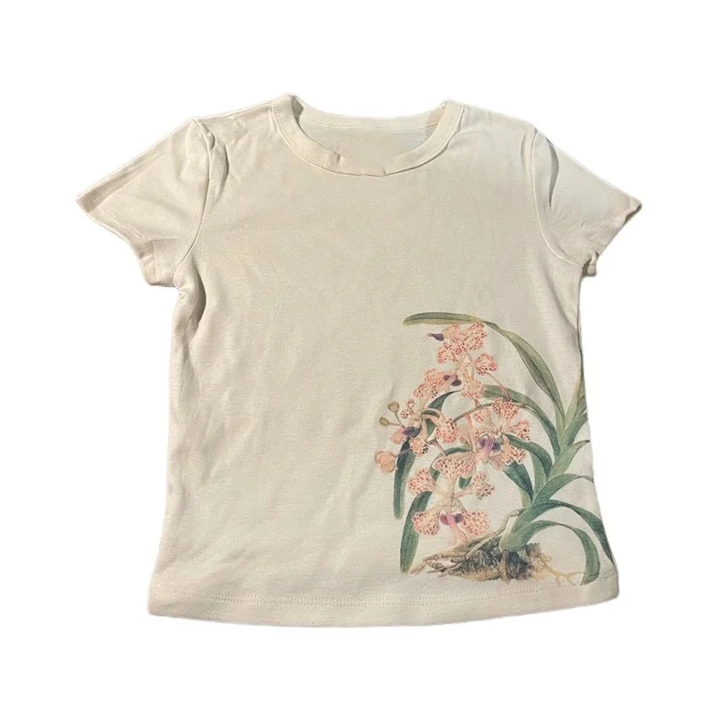 Aesthetic Summer Baby Tee Women Vintage Crop Top Y2K Korean Popular Clothes Emo Streetwear Gothic Harajuku Graphic Print T-shirt
