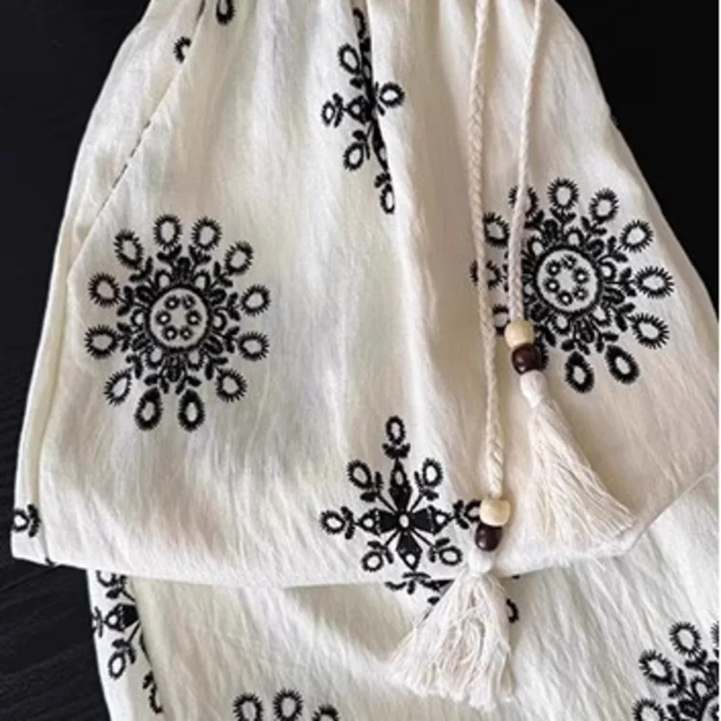 HKSH Autunno Nuove Donne Marea Chic Pantaloni a Gamba Larga Stampato Coulisse Dimagrante Dritto Vintage Vacanza Stile Casual Alla Moda HK9007