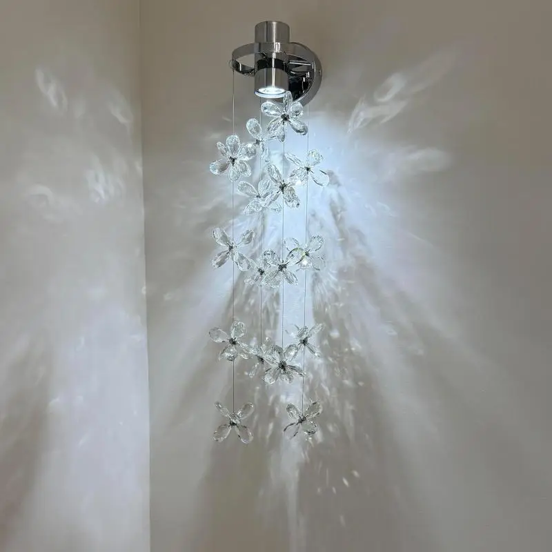 Long wire drawing hanging stained glass crystal Wall Lamp Restaurant Dining room hallway Corridor indoor Gu10 LED wall fixtures
