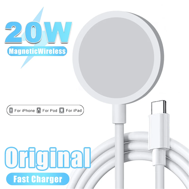 Original 20W Magnetic Wireless Charger For Apple IPhone 14 13 12 Pro Max Mini Plus USB Type C Fast Charging Cable Accessories